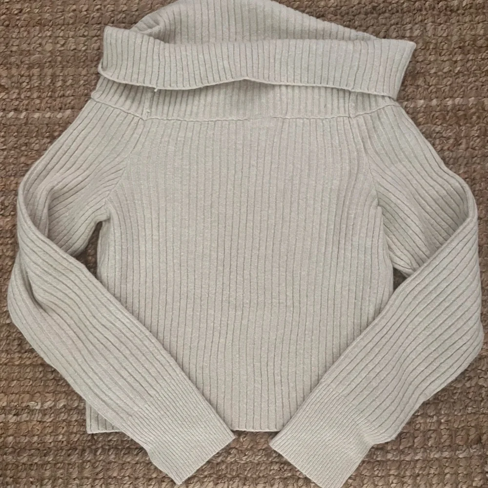 Cream Off-Shoulder Ribbed Aerie Sweater - Picture 3 of 3